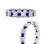 Load image into Gallery viewer, 2.50-carat-art-deco-princess-diamond-eternity-band-with-sapphire-in-white-gold-fdewb10256prgsablangle3-3.00mm-nl-wg