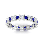 Load image into Gallery viewer, 2.50-carat-art-deco-princess-diamond-eternity-band-with-sapphire-in-white-gold-fdewb10256prgsablangle5-3.00mm-nl-wg