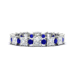 Load image into Gallery viewer, 2.50-carat-art-deco-princess-diamond-eternity-band-with-sapphire-in-white-gold-fdewb10256prgsablsleep-3.00mm-nl-wg