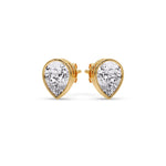 Load image into Gallery viewer, Half Carat Diamond Pear Drop Stud Bezel Earring