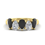 Load image into Gallery viewer, 2.50-carat-five-stone-pear-wedding-black-diamond-band-in-yellow-gold-fdwb8008peblacksleep-2.50ct-nl-yg.jpg