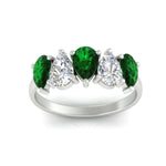 Load image into Gallery viewer, 2.50-carat-five-stone-pear-wedding-emerald-band-in-white-gold-fdwb8008pegemgrangle5-2.50ct-nl-wg.jpg