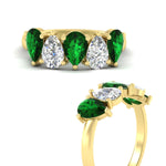 Load image into Gallery viewer, 2.50-carat-five-stone-pear-wedding-emerald-band-in-yellow-gold-fdwb8008pegemgrangle3-2.50ct-nl-yg.jpg