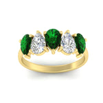 Load image into Gallery viewer, 2.50-carat-five-stone-pear-wedding-emerald-band-in-yellow-gold-fdwb8008pegemgrangle5-2.50ct-nl-yg.jpg
