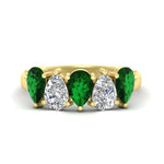 Load image into Gallery viewer, 2.50-carat-five-stone-pear-wedding-emerald-band-in-yellow-gold-fdwb8008pegemgrsleep-2.50ct-nl-yg.jpg