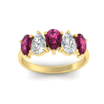 Load image into Gallery viewer, 2.50-carat-five-stone-pear-wedding-pink-sapphire-band-in-yellow-gold-fdwb8008pegsadrpiangle5-2.50ct-nl-yg.jpg