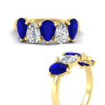 Load image into Gallery viewer, 2.50-carat-five-stone-pear-wedding-sapphire-band-in-yellow-gold-fdwb8008pegsablangle3-2.50ct-nl-yg.jpg