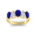 Load image into Gallery viewer, 2.50-carat-five-stone-pear-wedding-sapphire-band-in-yellow-gold-fdwb8008pegsablangle5-2.50ct-nl-yg.jpg
