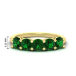 Load image into Gallery viewer, 2.50-carat-round-emerald-5-stone-wedding-band-in-yellow-gold-FDENS141ROBGEMGR-2.50CT-NL-YG-HW