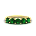 Load image into Gallery viewer, 2.50-carat-round-emerald-5-stone-wedding-band-in-yellow-gold-FDENS141ROBGEMGR-2.50CT-NL-YG