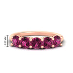 Load image into Gallery viewer, 2.50-carat-round-pink-sapphire-5-stone-wedding-band-in-rose-gold-FDENS141ROBGSADRPI-2.50CT-NL-RG-HW