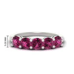 Load image into Gallery viewer, 2.50-carat-round-pink-sapphire-5-stone-wedding-band-in-white-gold-FDENS141ROBGSADRPI-2.50CT-NL-WG-HW