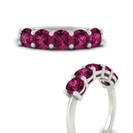 Load image into Gallery viewer, 2.50-carat-round-pink-sapphire-5-stone-wedding-band-in-white-gold-FDENS141ROBGSADRPIANGLE3-2.50CT-NL-WG
