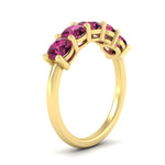 Load image into Gallery viewer, 2.50-carat-round-pink-sapphire-5-stone-wedding-band-in-yellow-gold-FDENS141ROBGSADRPIANGLE2-2.50CT-NL-YG