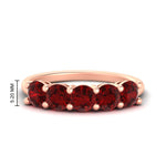 Load image into Gallery viewer, 2.50-carat-round-ruby-5-stone-wedding-band-in-rose-gold-FDENS141ROBGRUDR-2.50CT-NL-RG-HW