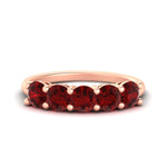 Load image into Gallery viewer, 2.50-carat-round-ruby-5-stone-wedding-band-in-rose-gold-FDENS141ROBGRUDR-2.50CT-NL-RG