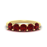 Load image into Gallery viewer, 2.50-carat-round-ruby-5-stone-wedding-band-in-yellow-gold-FDENS141ROBGRUDR-2.50CT-NL-YG
