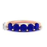 Load image into Gallery viewer, 2.50-carat-round-sapphire-5-stone-wedding-band-in-rose-gold-FDENS141ROBGSABL-2.50CT-NL-RG-HW