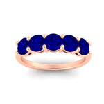 Load image into Gallery viewer, 2.50-carat-round-sapphire-5-stone-wedding-band-in-rose-gold-FDENS141ROBGSABLANGLE5-2.50CT-NL-RG