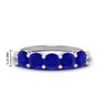 Load image into Gallery viewer, 2.50-carat-round-sapphire-5-stone-wedding-band-in-white-gold-FDENS141ROBGSABL-2.50CT-NL-WG-HW