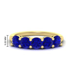 Load image into Gallery viewer, 2.50-carat-round-sapphire-5-stone-wedding-band-in-yellow-gold-FDENS141ROBGSABL-2.50CT-NL-YG-HW