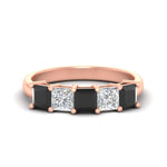 Load image into Gallery viewer, 2.50-ct-princess-black-diamond-five-stone-wedding-ring-in-rose-gold-fdwb8008prblacksleep-2.50ct-nl-rg.jpg