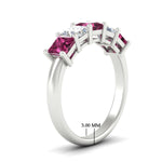 Load image into Gallery viewer, 2.50-ct-princess-pink-sapphire-five-stone-wedding-ring-in-white-gold-fdwb8008prgsadrpiangle2-2.50ct-nl-wg-hw.jpg
