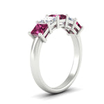 Load image into Gallery viewer, 2.50-ct-princess-pink-sapphire-five-stone-wedding-ring-in-white-gold-fdwb8008prgsadrpiangle2-2.50ct-nl-wg.jpg