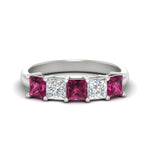 Load image into Gallery viewer, 2.50-ct-princess-pink-sapphire-five-stone-wedding-ring-in-white-gold-fdwb8008prgsadrpisleep-2.50ct-nl-wg.jpg