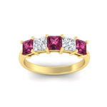 Load image into Gallery viewer, 2.50-ct-princess-pink-sapphire-five-stone-wedding-ring-in-yellow-gold-fdwb8008prgsadrpiangle5-2.50ct-nl-yg.jpg