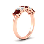Load image into Gallery viewer, 2.50-ct-princess-ruby-five-stone-wedding-ring-in-rose-gold-fdwb8008prgrudrangle2-2.50ct-nl-rg.jpg
