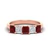 Load image into Gallery viewer, 2.50-ct-princess-ruby-five-stone-wedding-ring-in-rose-gold-fdwb8008prgrudrsleep-2.50ct-nl-rg.jpg