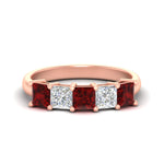 Load image into Gallery viewer, 2.50-ct-princess-ruby-five-stone-wedding-ring-in-rose-gold-fdwb8008prgrudrsleep-2.50ct-nl-rg.jpg