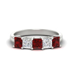 Load image into Gallery viewer, 2.50-ct-princess-ruby-five-stone-wedding-ring-in-white-gold-fdwb8008prgrudrsleep-2.50ct-nl-wg.jpg