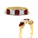 Load image into Gallery viewer, 2.50-ct-princess-ruby-five-stone-wedding-ring-in-yellow-gold-fdwb8008prgrudrangle3-2.50ct-nl-yg.jpg