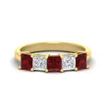 Load image into Gallery viewer, 2.50-ct-princess-ruby-five-stone-wedding-ring-in-yellow-gold-fdwb8008prgrudrsleep-2.50ct-nl-yg.jpg