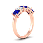 Load image into Gallery viewer, 2.50-ct-princess-sapphire-five-stone-wedding-ring-in-rose-gold-fdwb8008prgsablangle2-2.50ct-nl-rg.jpg