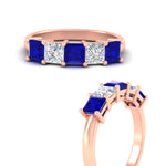 Load image into Gallery viewer, 2.50-ct-princess-sapphire-five-stone-wedding-ring-in-rose-gold-fdwb8008prgsablangle3-2.50ct-nl-rg.jpg