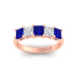 Load image into Gallery viewer, 2.50-ct-princess-sapphire-five-stone-wedding-ring-in-rose-gold-fdwb8008prgsablangle5-2.50ct-nl-rg.jpg