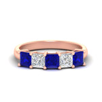 Load image into Gallery viewer, 2.50-ct-princess-sapphire-five-stone-wedding-ring-in-rose-gold-fdwb8008prgsablsleep-2.50ct-nl-rg.jpg