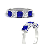 Load image into Gallery viewer, 2.50-ct-princess-sapphire-five-stone-wedding-ring-in-white-gold-fdwb8008prgsablangle3-2.50ct-nl-wg.jpg