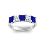 Load image into Gallery viewer, 2.50-ct-princess-sapphire-five-stone-wedding-ring-in-white-gold-fdwb8008prgsablangle5-2.50ct-nl-wg.jpg