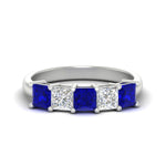 Load image into Gallery viewer, 2.50-ct-princess-sapphire-five-stone-wedding-ring-in-white-gold-fdwb8008prgsablsleep-2.50ct-nl-wg.jpg