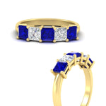 Load image into Gallery viewer, 2.50-ct-princess-sapphire-five-stone-wedding-ring-in-yellow-gold-fdwb8008prgsablangle3-2.50ct-nl-yg.jpg