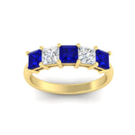 Load image into Gallery viewer, 2.50-ct-princess-sapphire-five-stone-wedding-ring-in-yellow-gold-fdwb8008prgsablangle5-2.50ct-nl-yg.jpg