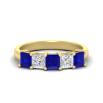 Load image into Gallery viewer, 2.50-ct-princess-sapphire-five-stone-wedding-ring-in-yellow-gold-fdwb8008prgsablsleep-2.50ct-nl-yg.jpg