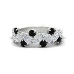 Load image into Gallery viewer, 3-carat-alternative-pear-and-round-black-diamond-wedding-band-ring-in-white-gold-FD9174BGBLACK-3.00CT-NL-WG