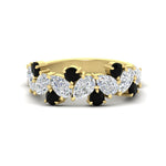 Load image into Gallery viewer, 3-carat-alternative-pear-and-round-black-diamond-wedding-band-ring-in-yellow-gold-FD9174BGBLACK-3.00CT-NL-YG