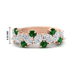 Load image into Gallery viewer, 3-carat-alternative-pear-and-round-emerald-wedding-band-ring-in-rose-gold-FD9174BGEMGR-3.00CT-NL-RG-HW