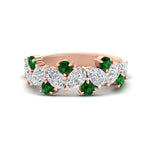 Load image into Gallery viewer, 3-carat-alternative-pear-and-round-emerald-wedding-band-ring-in-rose-gold-FD9174BGEMGR-3.00CT-NL-RG